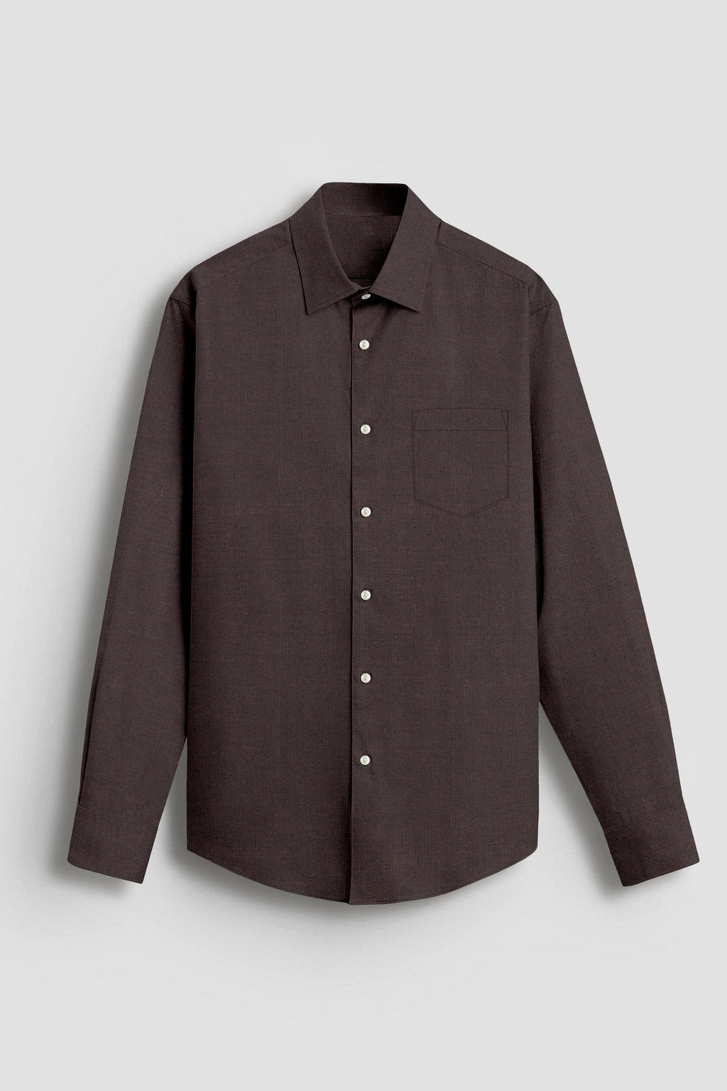 Men’s Dark Brown Solid Formal Shirt, Full Sleeve Point Collar Office and Business Casual Wear